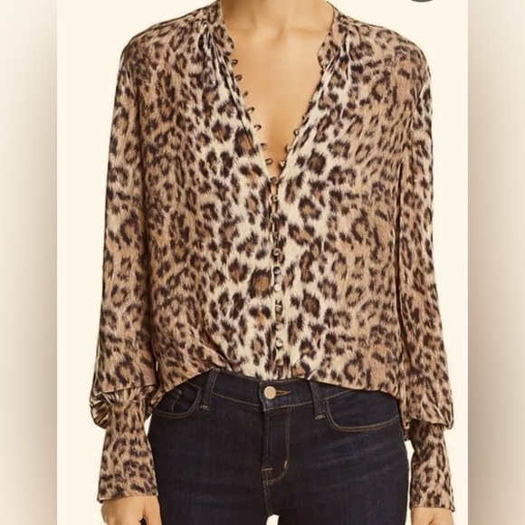 Joie Silk Animal Print Top - Picture 1 of 5
